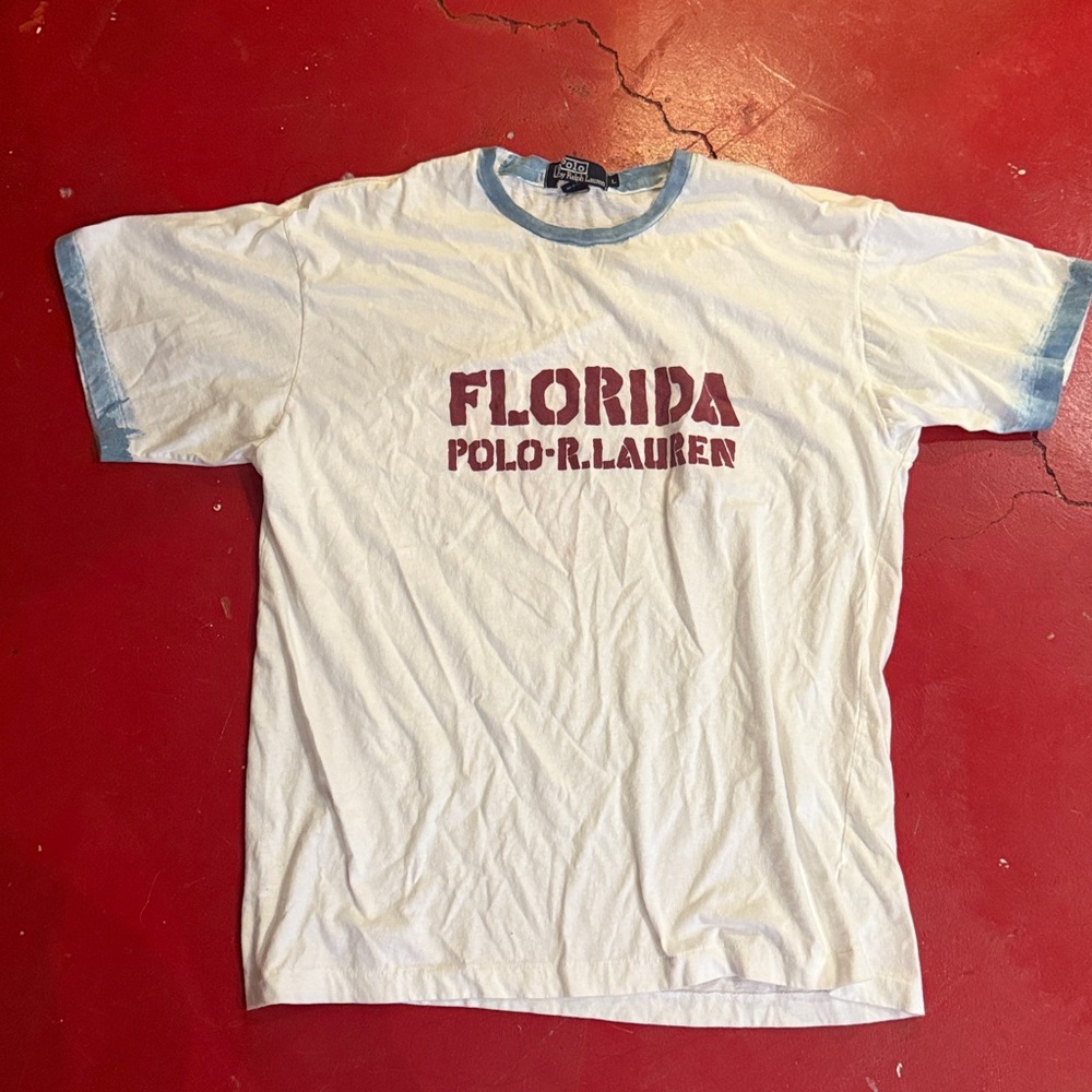 Ralph Lauren Blue Vintage Florida White Polo Shirt
